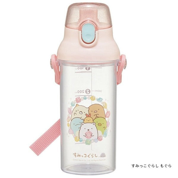 Skater One-touch Drinking Bottle with Strap and Name Sticker 480ml - Sumikko Gurashi