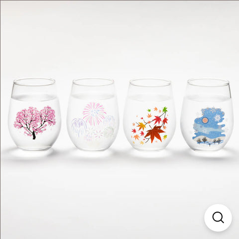 Japan Four Seasons Magic Glass 4 Pieces, Made in Japan #572