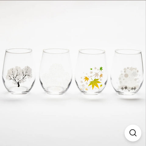 Japan Four Seasons Magic Glass 4 Pieces, Made in Japan #572