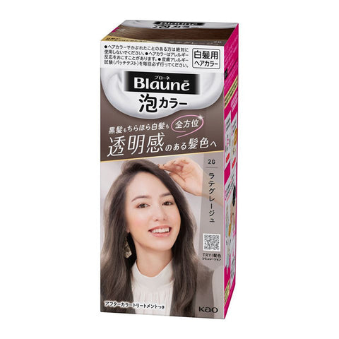 KAO Japan Blaune White Hair With Foam Hair Dye Natural Series 108ml #2G Latte Grege