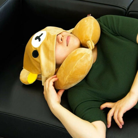 [Siffler] Hooded Neck Pillow Low Rebound Easy Bear