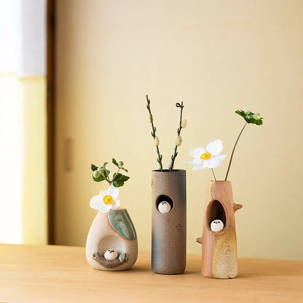 Mini Owl Vase, Shigaraki Ware, Made in Japan