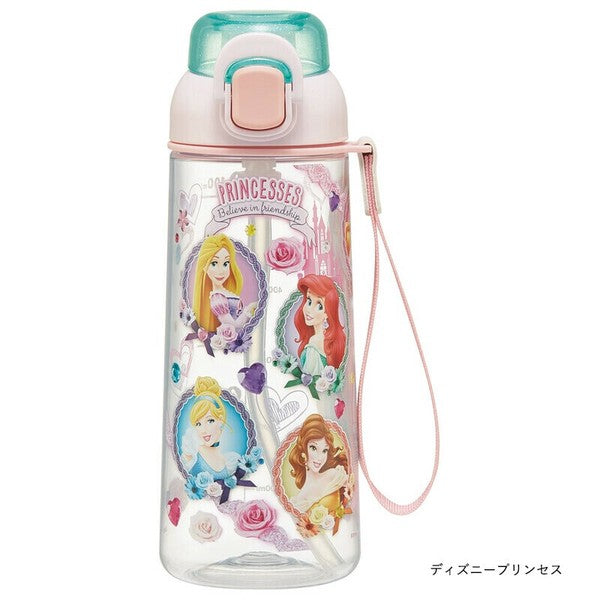 Skater One-touch Drinking Bottle with Strap and Name Sticker 630ml Disney Princess