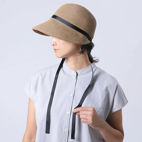 SHESAY Natural Fiber Wide Brim Jockey Sun Hat