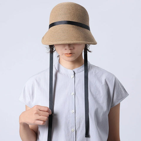 SHESAY Natural Fiber Wide Brim Jockey Sun Hat