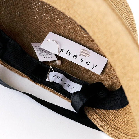 SHESAY Natural Fiber Wide Brim Jockey Sun Hat