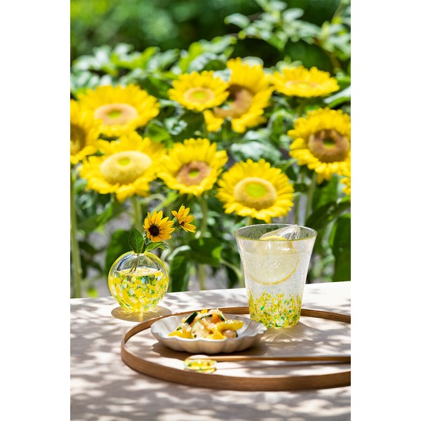 Japan Tsugaru VIDRO Japan's Four Seasons Handmade Glass Single Vase - Sunflower