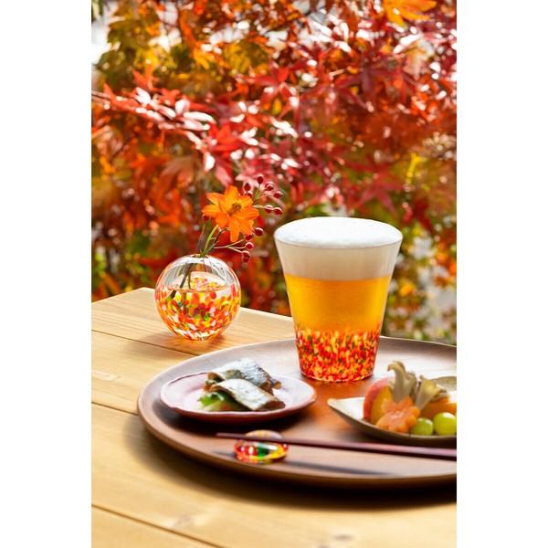 Japan Tsugaru VIDRO Japan's Four Seasons Handmade Glass Single Vase - Red Leaf Mountain