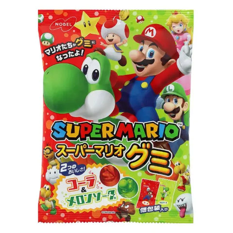 Japanese Food Super Mario Gummy (Fizzy Cola and Melon Soda Flavor)