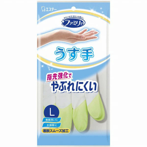 S.T. Family Thin Vinyl Gloves – Finger Reinforced, L Size ，Green