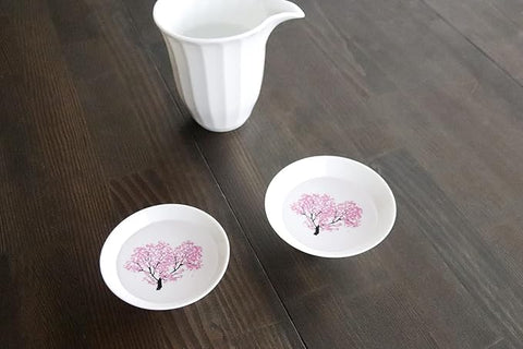 Japanese Sakura Cherry Blossom Color Changing Sake Cups (Pair), Magical Blooming Sake Cups