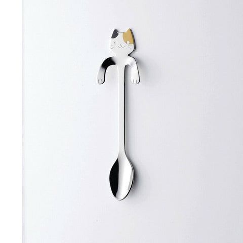 CAT Mikeneko, a coffee spoon cat that can be hung on the side of a cup