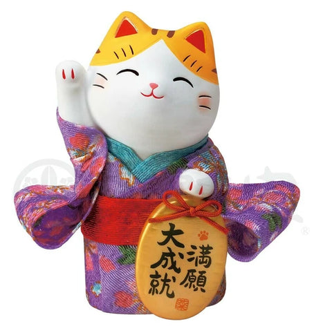 Yakushigama  Colored Crepe Paper Oval Fortune Lucky Cat 
(Mangan, Small) #7416