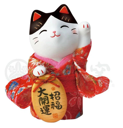 Yakushigama  Colored Crepe Paper Oval Fortune Lucky Cat (Fortune, Small) #7417