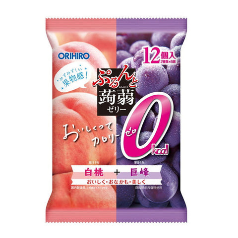 ORIHIRO Purunto Konnyaku Assortment 0 Calories White Peach + Kyoho Grape 20g x 12 pcs