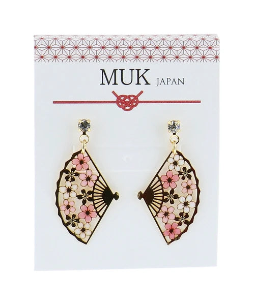 MUK [Made in Japan] Fan-shaped cherry blossom earrings