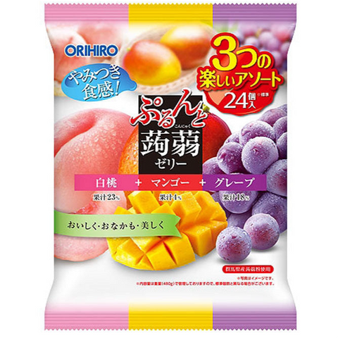 Orihiro Konjac Jelly – White Peach, Mango, Grape (24 Packs)