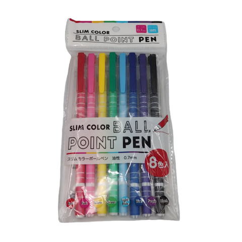 Slim color ballpoint pen 8P