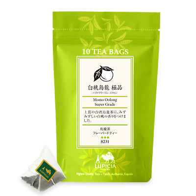 Japanese Lupicia Premium White Peach Oolong Tea – 10 Individually Wrapped Tea Bags (Bagged Type)