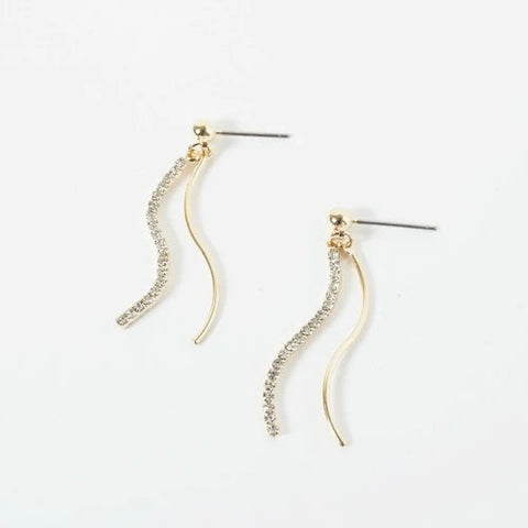 JUNO [Titanium Earrings] Sway Double Wave Line Earrings