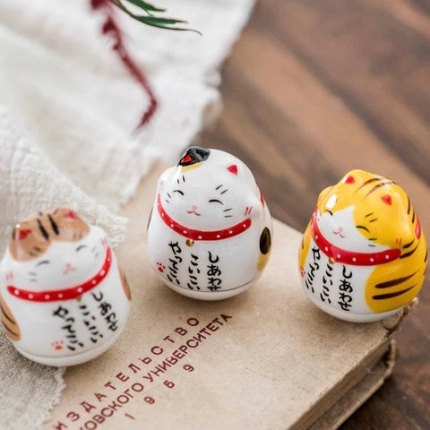 Yakushigama Tumbler lucky cat, set of 3