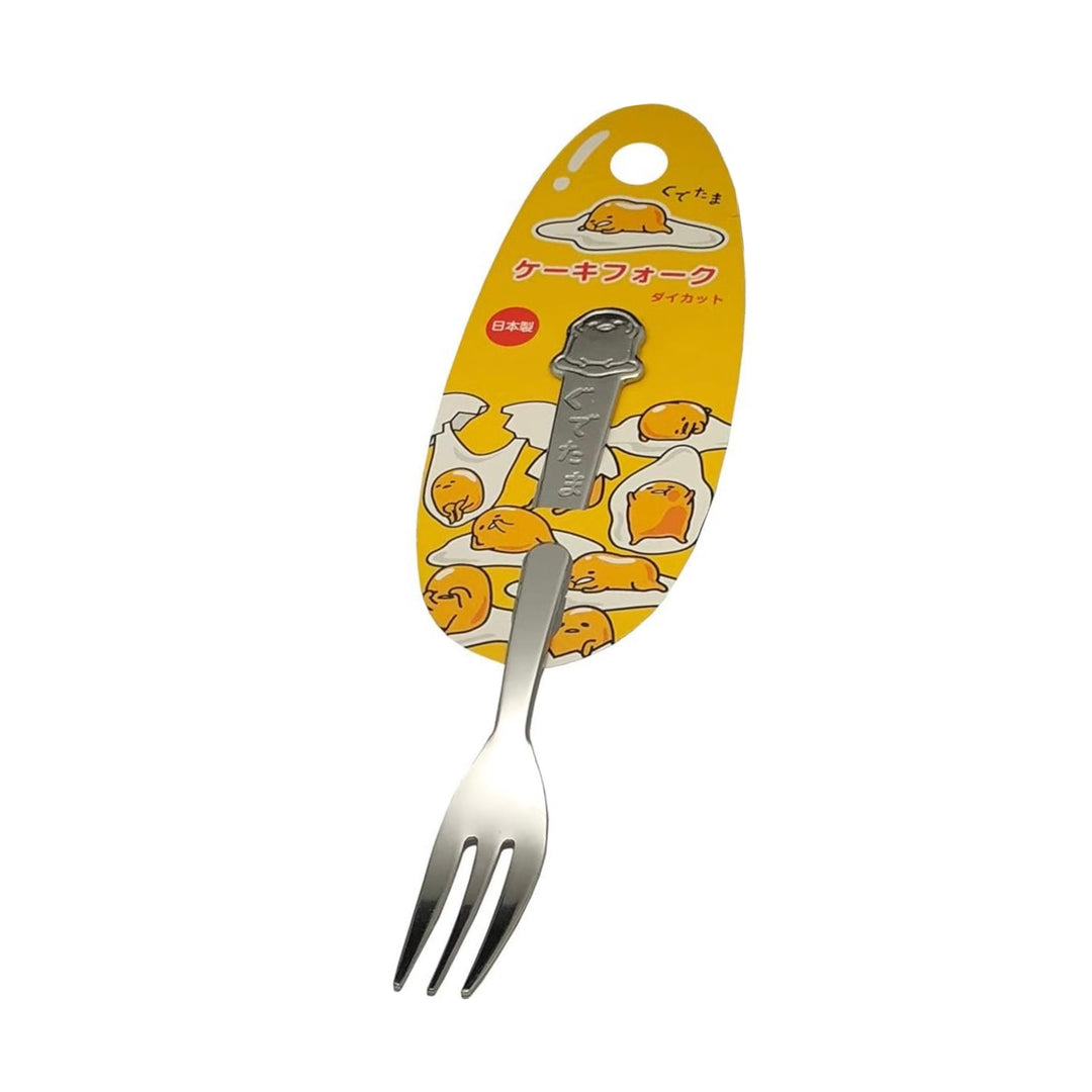 KAKUSE Sanrio Gudetama Stainless Cake Fork 13.3cm Flatware Serving Forks Kitchen Japan (Die-Cut)