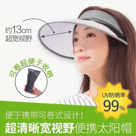 Japan UV CUT Ultra-Light Packable Visor Hat – UPF 50+ Blocks 99% UV Rays – Light Gray