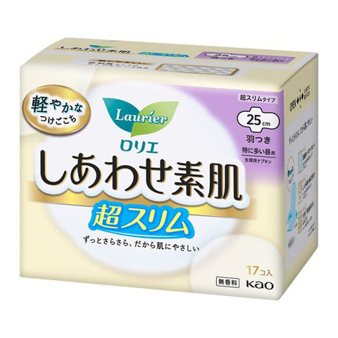 Kao Laurier Happy Skin Super Slim Daytime Multi-Use with Wings 25cm 17 pcs (Sanitary Napkin)