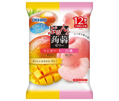 Orihiro Jelly Pouch Mango + White Peach 20g x 12 pcs