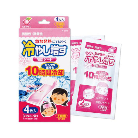 Japan Kiyou Cooling Gel Sheets – 10-Hour Relief Light White Peach Scent | For Children & Adults | 4 Sheets per Pack