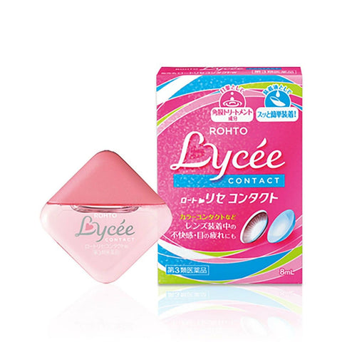 Japanese ROHTO Lycee Eye Drops for Contact Lens Users – Pink & Red Flower Edition, 8ml