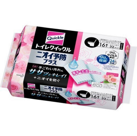 Kao Antibacterial Thick Toilet Cleaning Wipes Replacement Pack (Red Rose) 16 Pieces