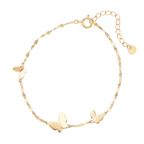 Japanese TSUTSUMI K10 Yellow Gold Butterfly Bracelet