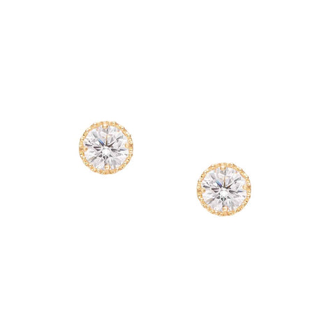 Japanese TSUTSUMI K18 gold cube crown base earrings