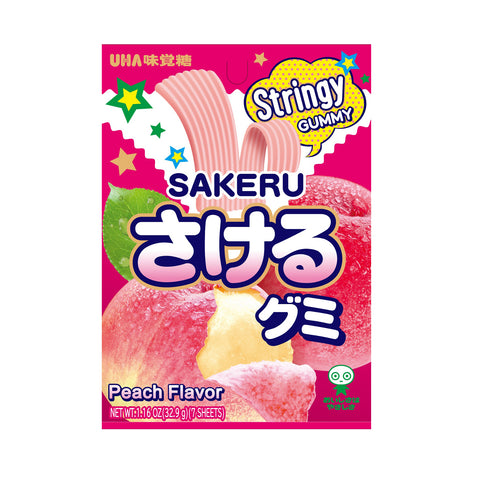 UHA Mikakuto Japanese Sakeru Peach Gummy Candy 7 Pieces 32.9g