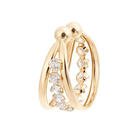 Japanese tsutsumi K10 gold cube ear bone clip (single)