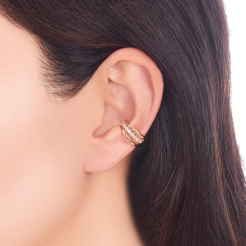 Japanese tsutsumi K10 gold cube ear bone clip (single)