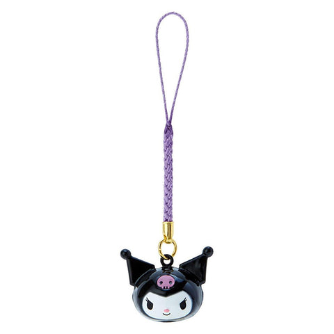 Sanrio Kuromi Face Shaped Bell Keychain Strap String Brass 341703